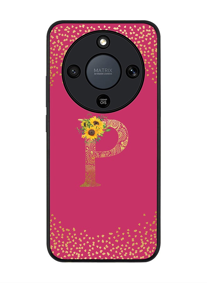 For Honor X9d / Magic8 Lite / X70 Case,Slim fit Camera Protection, Shockproof Thin Phone cover  - Custom Floral Monogram - P ( Deep Pink )